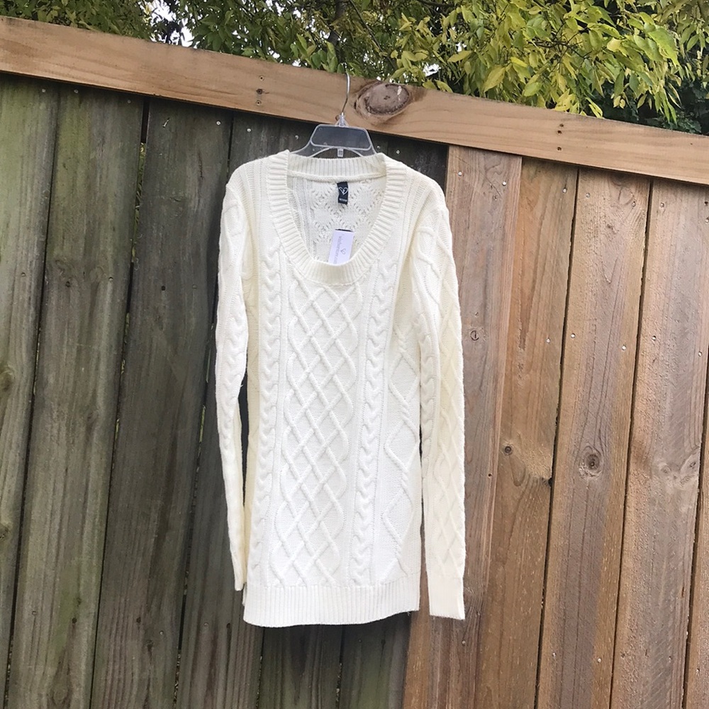 Windsor Long Sleeve cream wash sweater dress